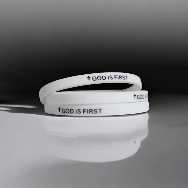 2 Pack of GOD IS FIRST, I AM SECOND Motivational Bracelets - Thin Style Religious Accessories for All Occasions