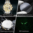 OLEVS Watches for Men Business Dress Luxury Analog Quartz Chronograph Two Tone Gold Plated Stainless Steel Waterproof Luminous Date Casual Mens Wrist Watches Reloj Para Hombre