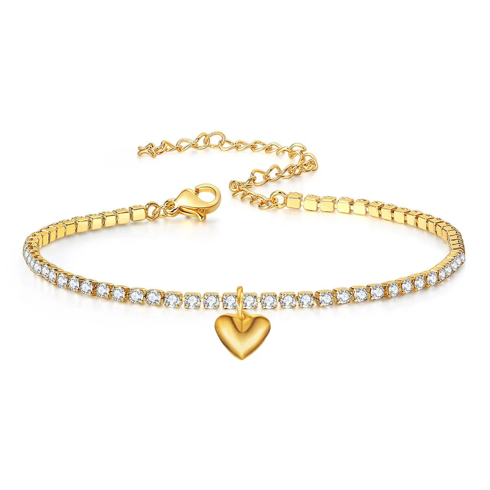 Stunning 2Mm Iced Out Tennis Bracelets for Women - Gold & Silver Stainless Steel with Cubic Zirconia - Perfect Wedding Jewelry Gift