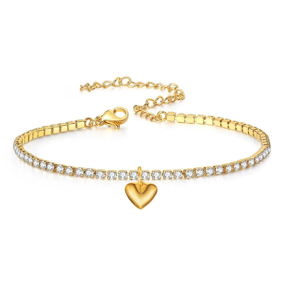 Stunning 2Mm Iced Out Tennis Bracelets for Women - Gold & Silver Stainless Steel with Cubic Zirconia - Perfect Wedding Jewelry Gift