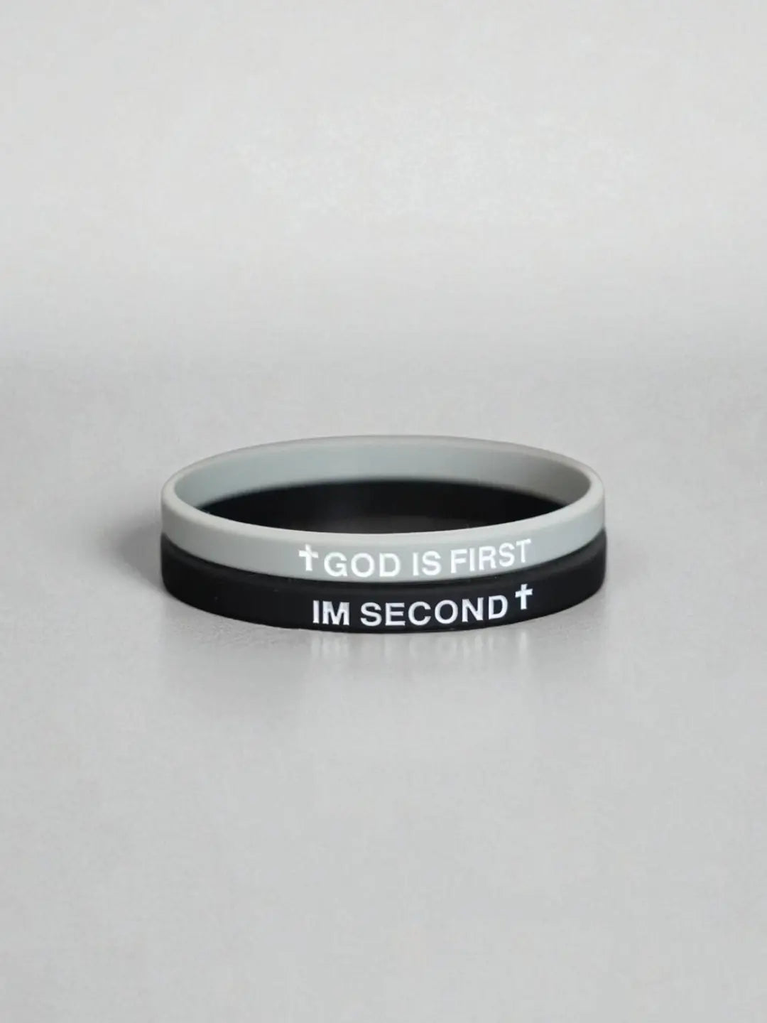 2 Pack of GOD IS FIRST, I AM SECOND Motivational Bracelets - Thin Style Religious Accessories for All Occasions