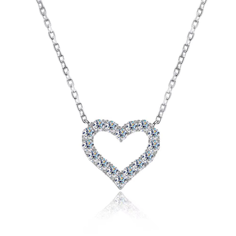 D VVS1 Sparking Moissanite Necklace Heart Pendant for Women S925 Sterling Sliver Plated 18K Party Birthday Gift Jewelry