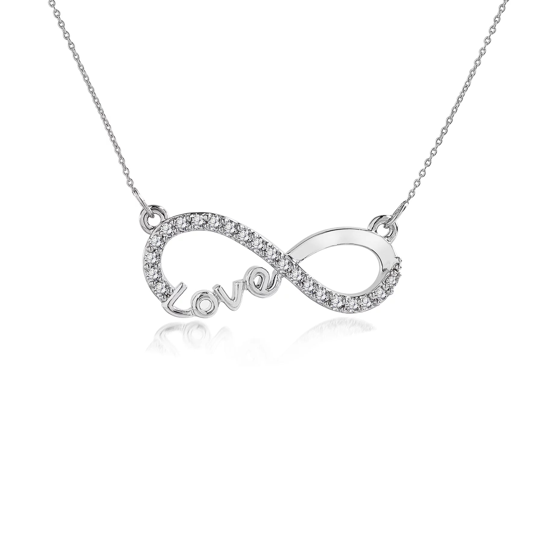 Eternal Love: JeenMata Infinity Pendant Necklace in 18K White Gold - A Thoughtful Gift for Her Anniversary