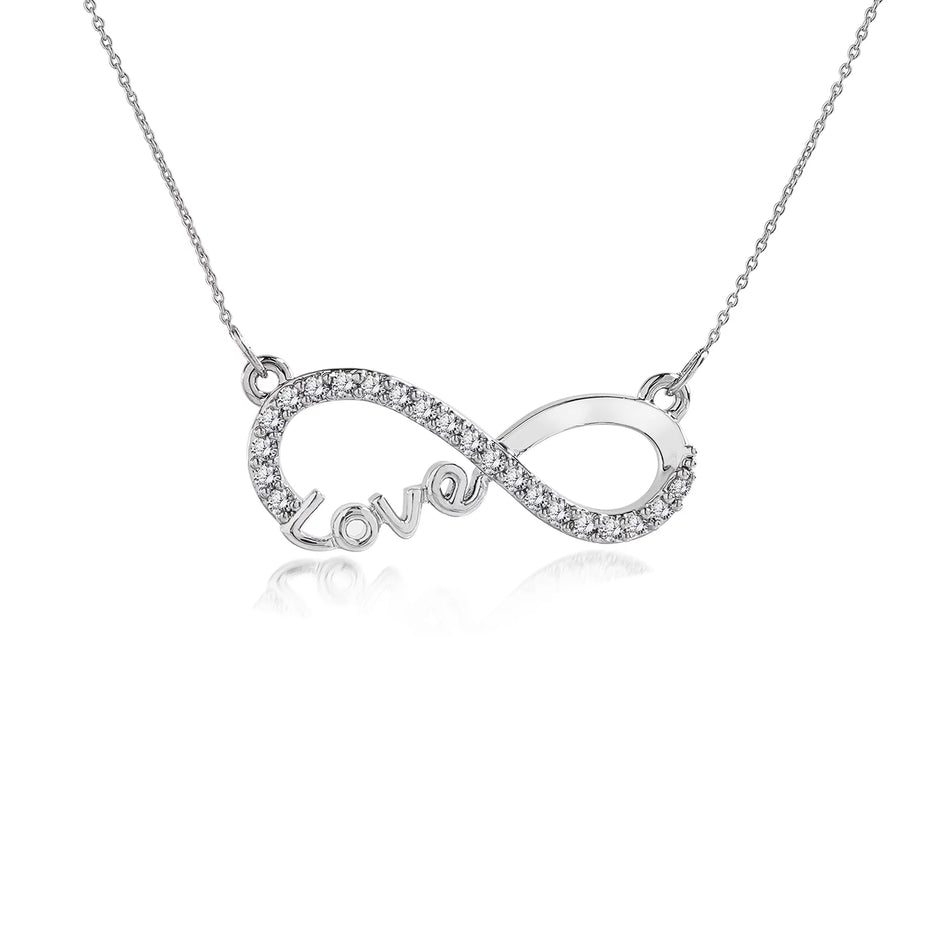 Eternal Love: JeenMata Infinity Pendant Necklace in 18K White Gold - A Thoughtful Gift for Her Anniversary