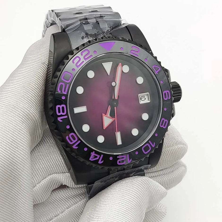 Men'S Watch Automatic Mechanical Watch Movement Sapphire Glass Waterproof Crown Black Fashion Watch