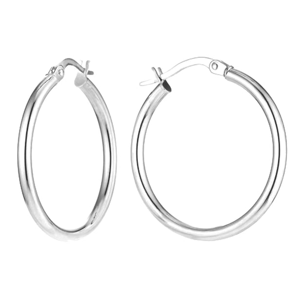 Lecalla Classic Elegant Polished 925 Sterling Silver Hypoallergenic Hoop Earrings 30MM