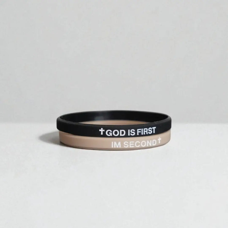 2 Pack of GOD IS FIRST, I AM SECOND Motivational Bracelets - Thin Style Religious Accessories for All Occasions