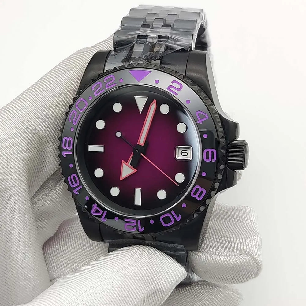 Men'S Watch Automatic Mechanical Watch Movement Sapphire Glass Waterproof Crown Black Fashion Watch
