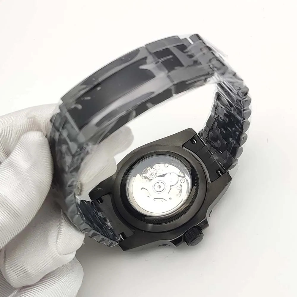 Men'S Watch Automatic Mechanical Watch Movement Sapphire Glass Waterproof Crown Black Fashion Watch