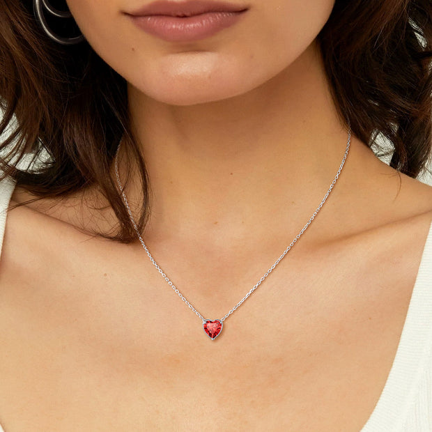 Dazzling Suplight 925 Sterling Silver Heart Birthstone Necklace - Perfect Valentine's Day Gift for Her
