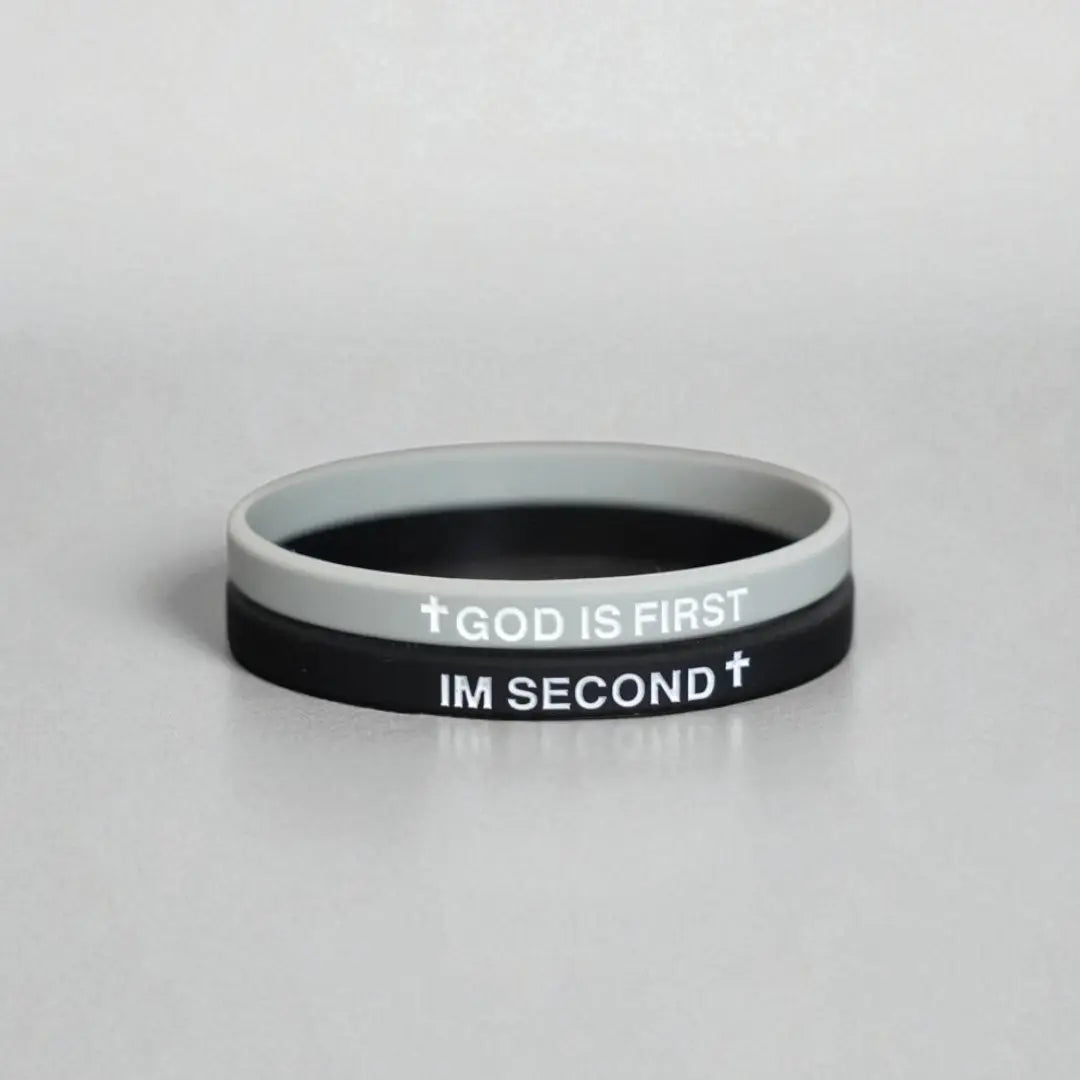 2 Pack of GOD IS FIRST, I AM SECOND Motivational Bracelets - Thin Style Religious Accessories for All Occasions