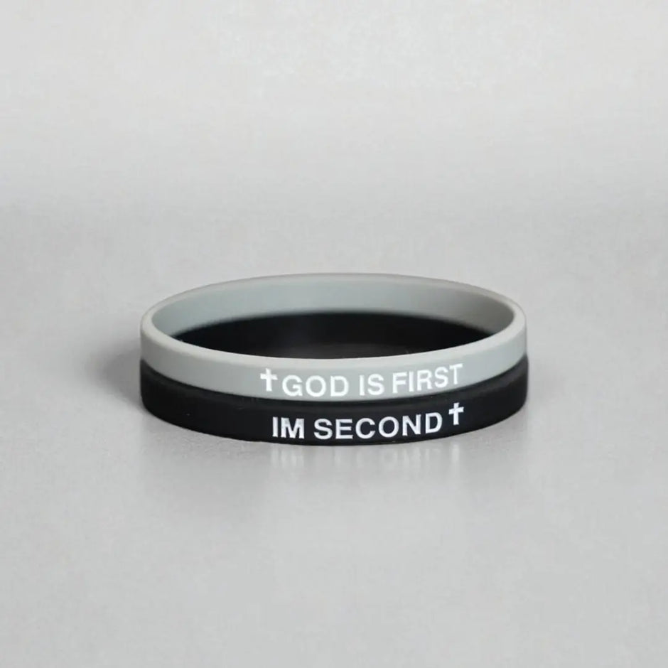 2 Pack of GOD IS FIRST, I AM SECOND Motivational Bracelets - Thin Style Religious Accessories for All Occasions