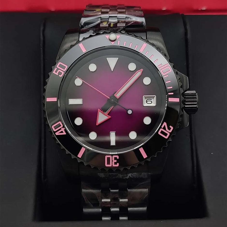 Men'S Watch Automatic Mechanical Watch Movement Sapphire Glass Waterproof Crown Black Fashion Watch
