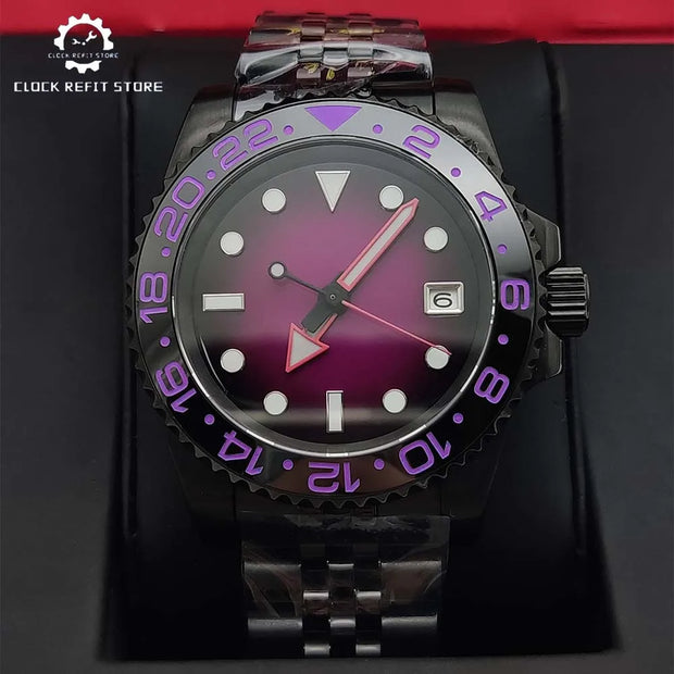 Men'S Watch Automatic Mechanical Watch Movement Sapphire Glass Waterproof Crown Black Fashion Watch