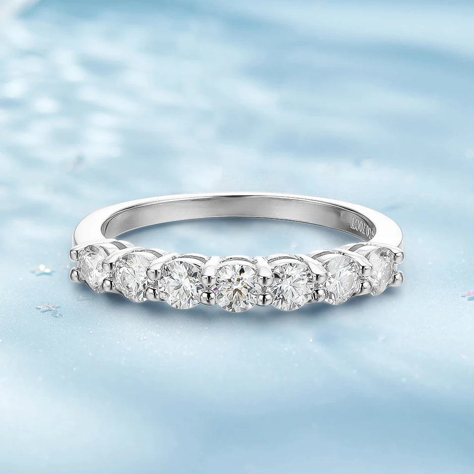 3Mm Moissanite Rings for Women S925 Silver 7 Stone Engagement Wedding Sparkling Diamond Ring Fine Jewelry Gift