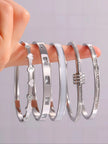 Elevate Your Style with Our Elegant Stainless Steel Stackable Bangle Set – Lightweight, Timeless Fashion Jewelry for Any Occasion!