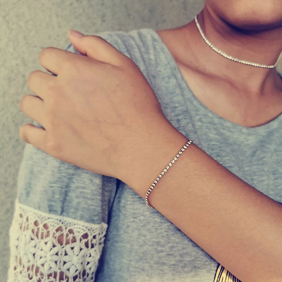 Stunning 2Mm Iced Out Tennis Bracelets for Women - Gold & Silver Stainless Steel with Cubic Zirconia - Perfect Wedding Jewelry Gift