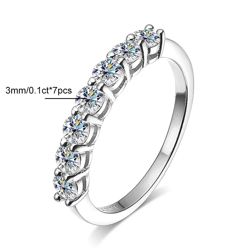 3Mm Moissanite Rings for Women S925 Silver 7 Stone Engagement Wedding Sparkling Diamond Ring Fine Jewelry Gift
