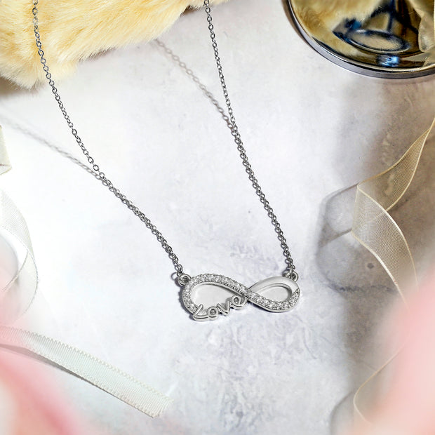Eternal Love: JeenMata Infinity Pendant Necklace in 18K White Gold - A Thoughtful Gift for Her Anniversary