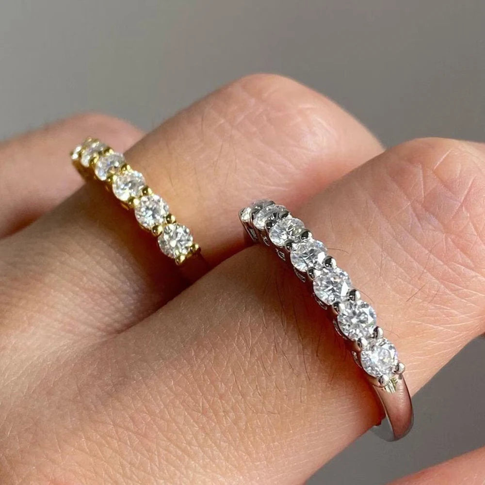 3Mm Moissanite Rings for Women S925 Silver 7 Stone Engagement Wedding Sparkling Diamond Ring Fine Jewelry Gift