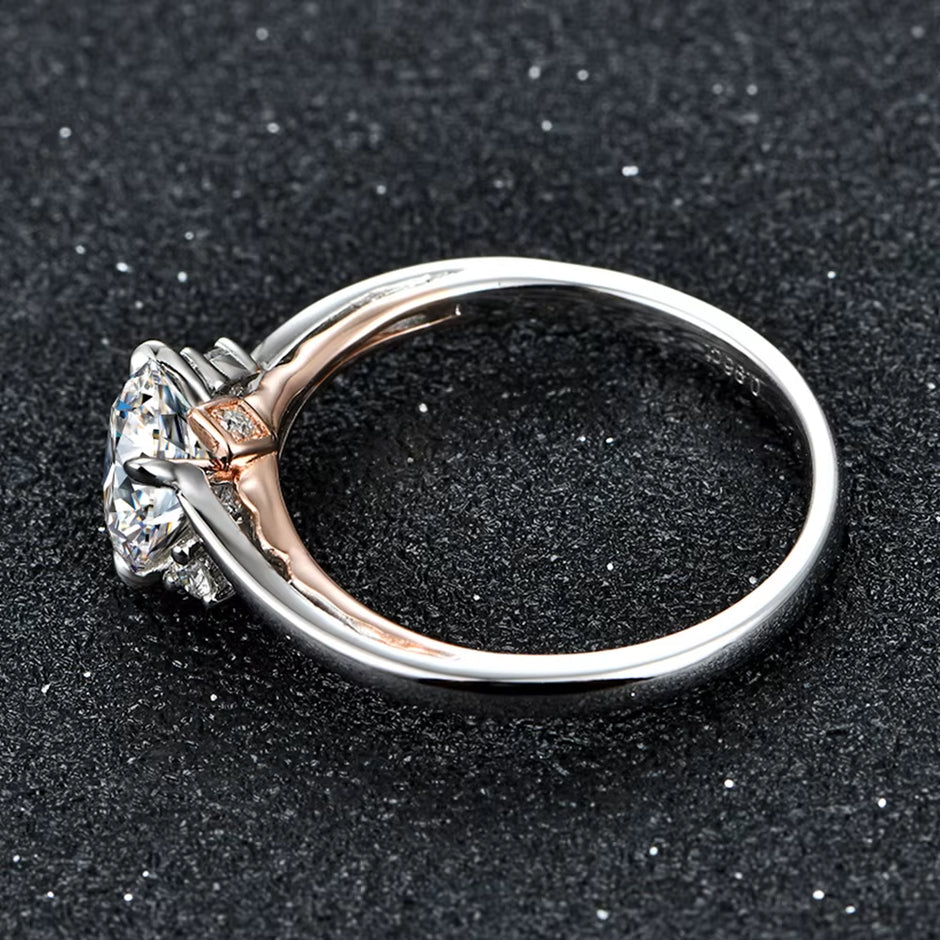 925 Silver 18K Rose Gold Plated Rings for Women Sparkling Moisssanite Diamond Wedding Band Anniversary Fine Jewelry