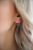 Minimalist Sterling Silver Bar Stud Earrings • Ear Jackets